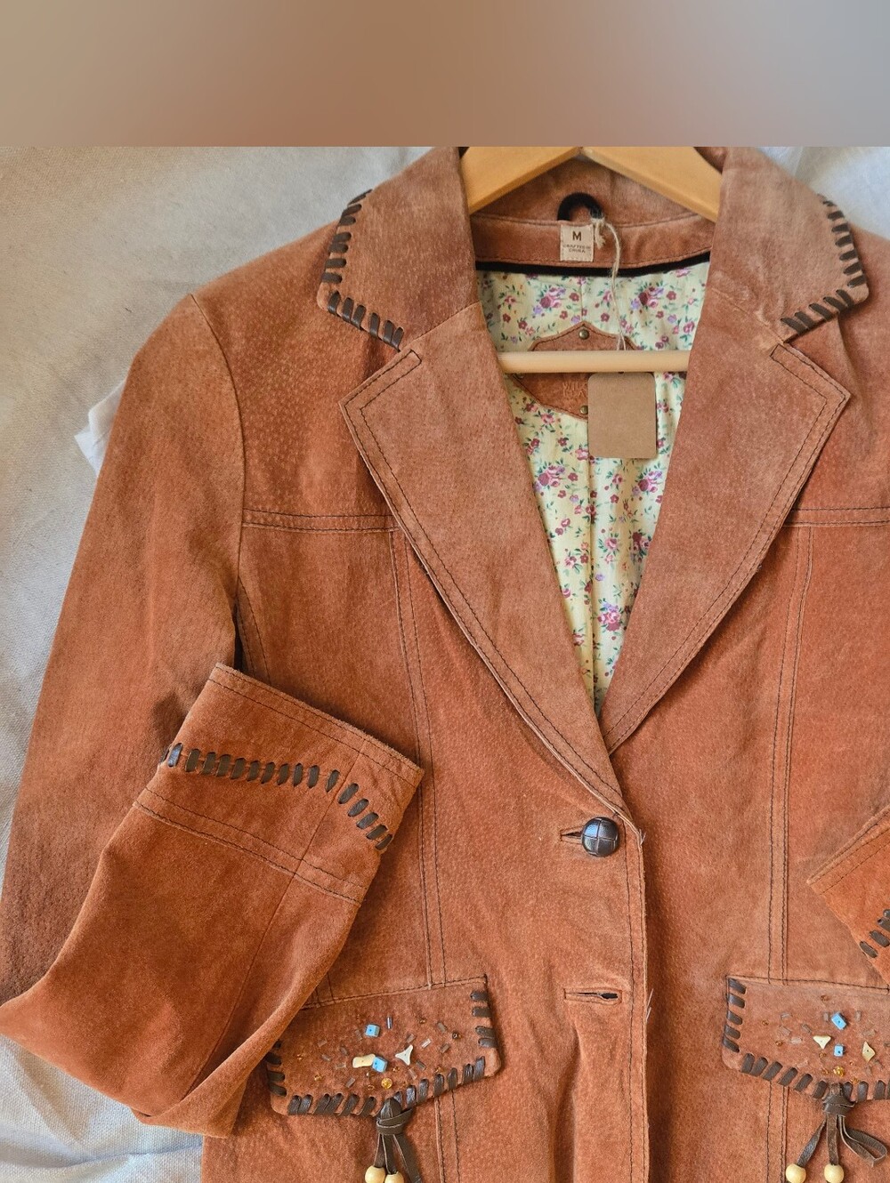 Wilsons Leather Rust Terracotta Brown Suede Blazer Sz M